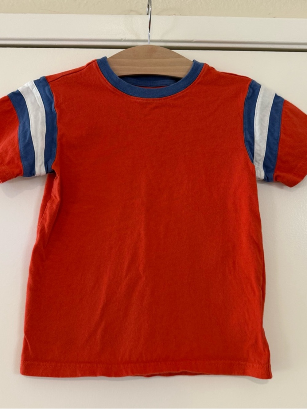 Janie and Jack Red Short Sleeve Tee with Blue & White Stripes